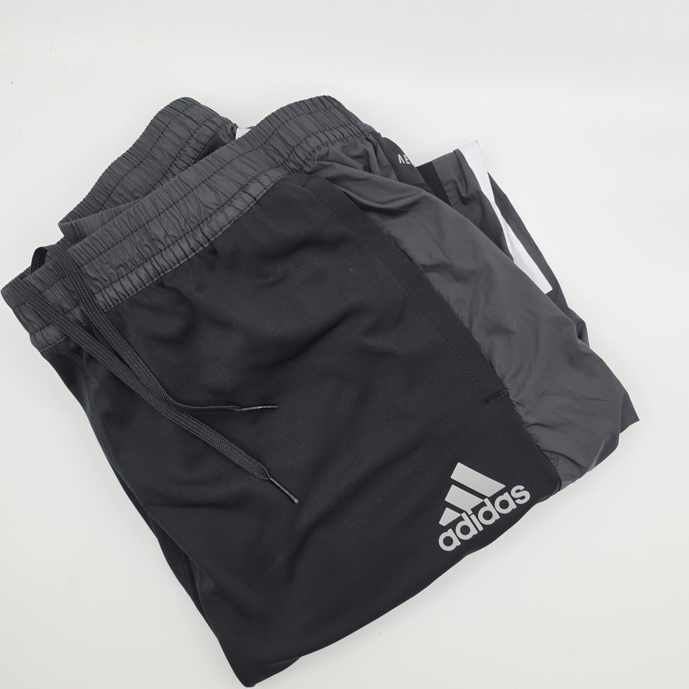 Adidas Pants Mens Medium Black Excellent Ankle‎ Zip Tapered Running Primegreen